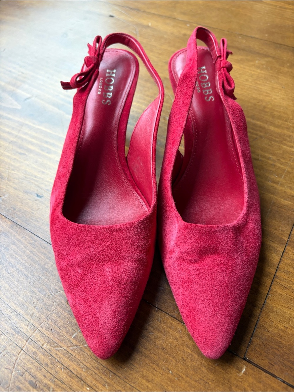 Hobbs London Red Suede Julia Slingback Court Shoe Sz 40 US 9